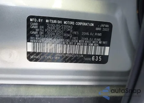 2022 Mitsubishi Outlander Sel 2.5 2Wd/Sel Special Edition 2Wd from USA, damaged, VIN JA4J3VA86NZ075134